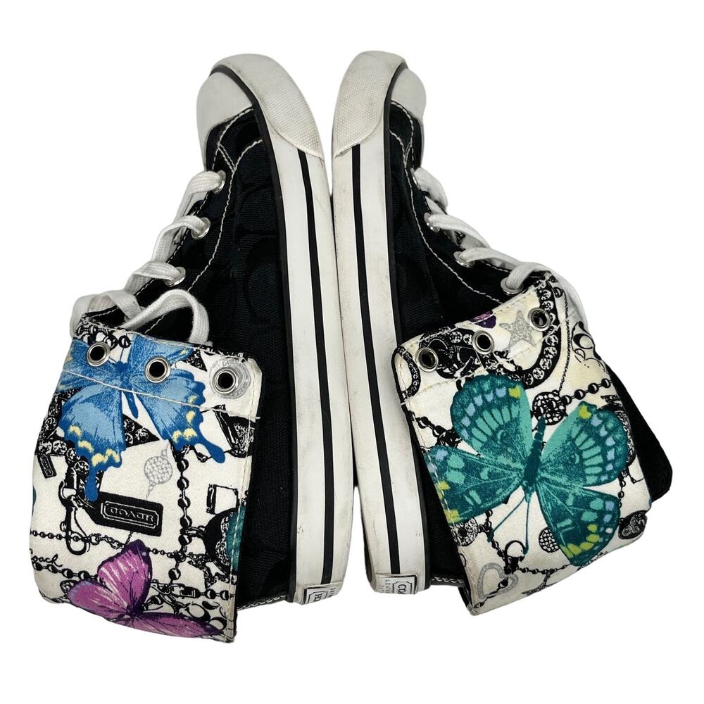 Coach Bonney Butterfly Black Hi Top Fold Over Sneakers 7 - Picture 2 of 14